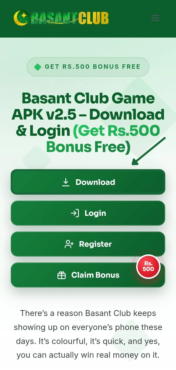 Click on download for the Basant Club APK